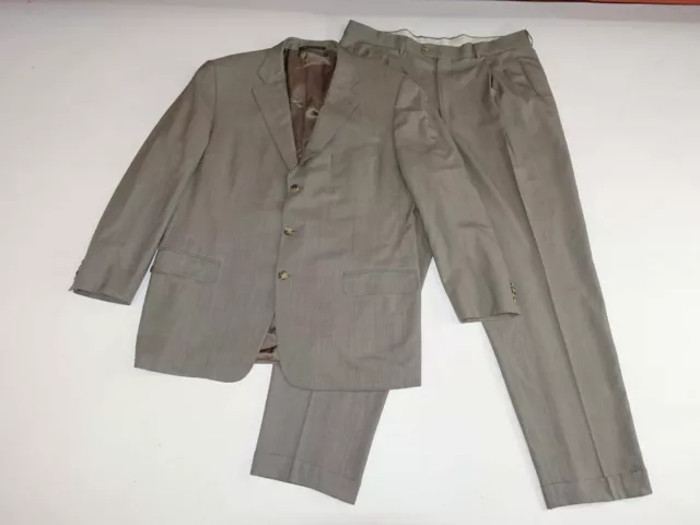 Ermenegildo Zegna Men's 15 Milmil 15 3 Button Suit Size 46 Regular 39 x 32 Taupe
