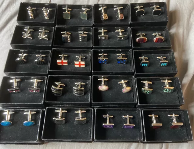 JOB LOT Modern Cufflinks 20 Pairs Brand New, With  Boxes