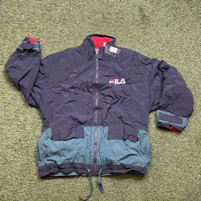 Vintage Fila Jacket XL 80s 90s Color Block Outdoors Zip Up Windbreaker Coat