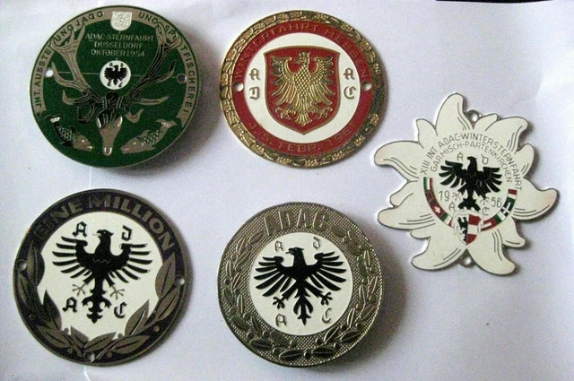 ADAC Badges Ensemble De 5PCS Voiture Grill Badge Emblème Logos Métal Email Ba