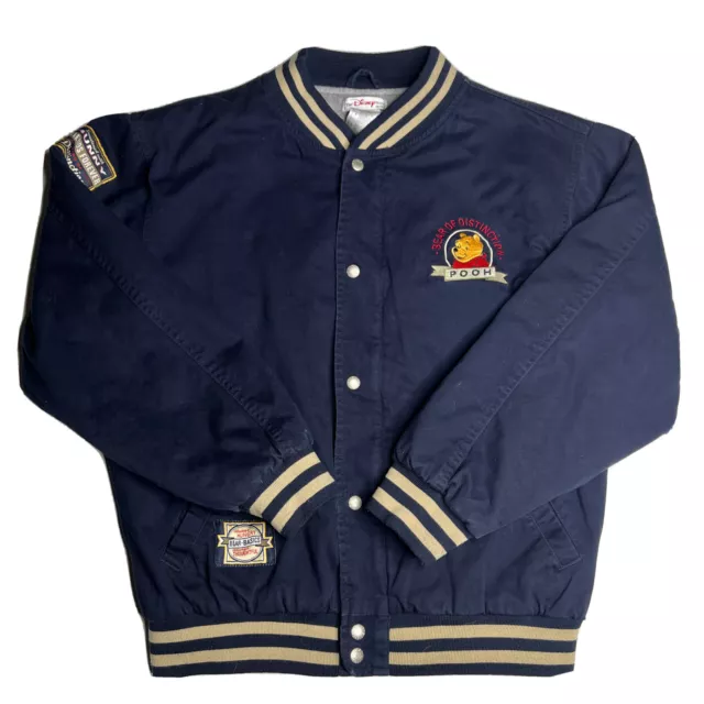 DISNEY Winnie POOH Bear Of Distinction Bomber Jacket ￼Blue Womens Size Small