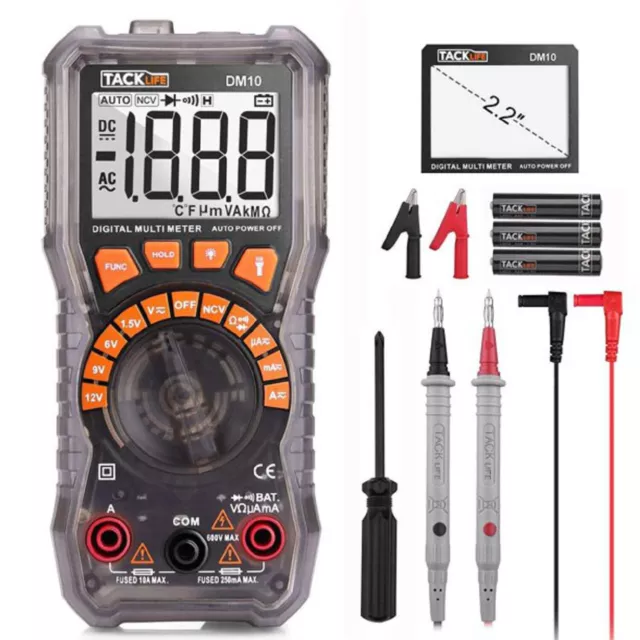 TACKLIFE Digital Multimeter LED Display mit Krokodilklemme, Schraubendreher