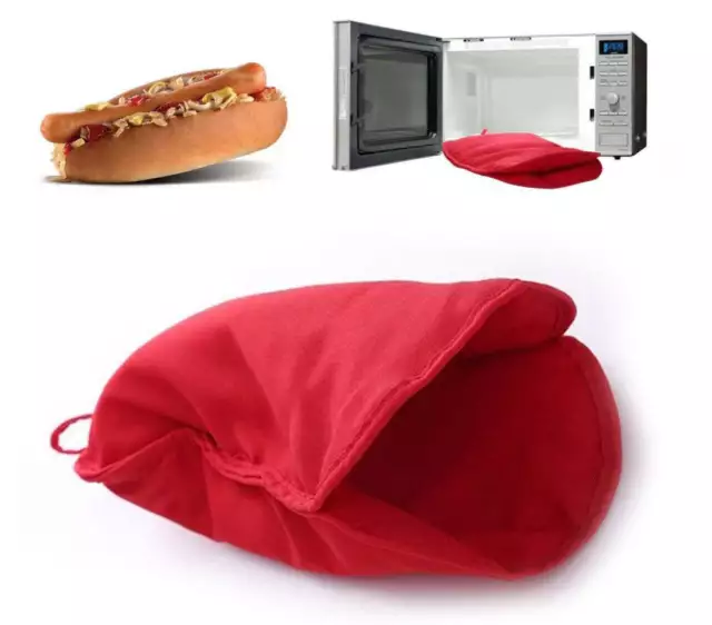 Sacco Cuoci Hot Dog per microonde 28x19 cm in Materiale Atossico Rosso