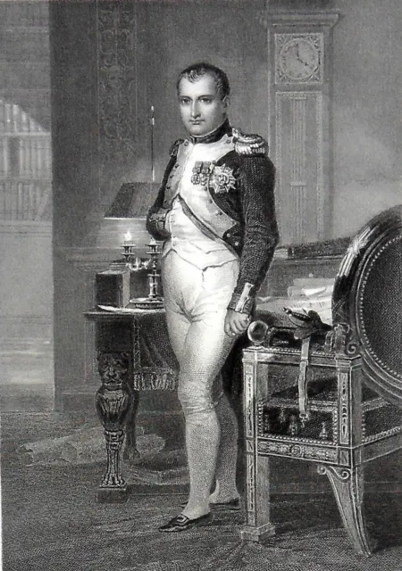 Portrait en pied de NAPOLEON 1er dans son bureau - Gravure du 19eme siècle