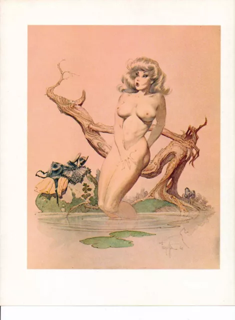 1978 full Color Plate "Girl Bathing" by Frank Frazetta Fantastic GGA Print