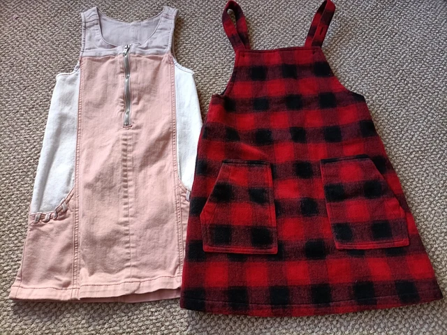Girls Bundle Age 7-8 Years Checked Pinafore Dress Zip Denim Dress Firetrap Next