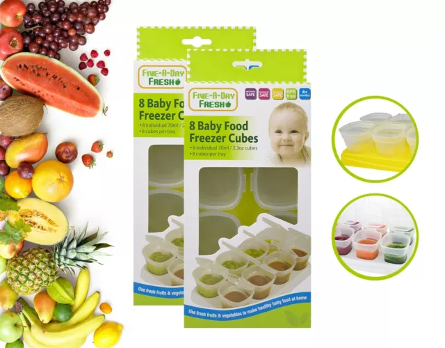16 Baby Weaning Food Freezer Cubes Pots Containers Homemade Meals Tray BPA Free