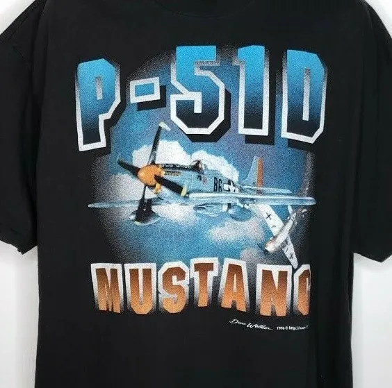 North American P-51D Mustang T Shirt Vintage 90s Fighter Bomber Aviation 2XL