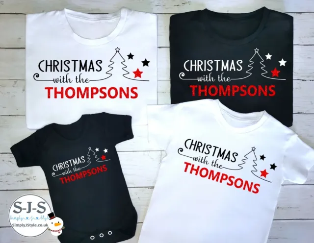 Natale con il... Camicie personalizzate cognome, abito famiglia natalizio