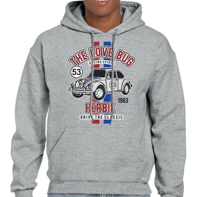 Love Bug Uomo Divertente Herbie Giostre di Nuovo Felpa con Cappuccio Auto Fan
