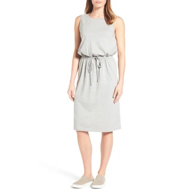 CASLON Sleeveless Knit Drawstring Waist Dress Light Gray, Women's Size Small