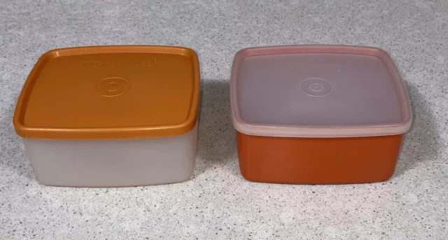 💲 Vintage Tupperware 311 Square Freezer Containers Lot of 5 w/ 1 lid 310