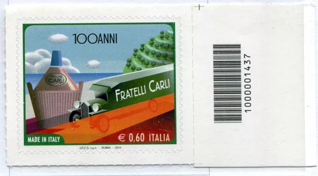 2011 Repubblica  Italiana Codice A Barre 1437 Azienda Fratelli Carli 100 Anni