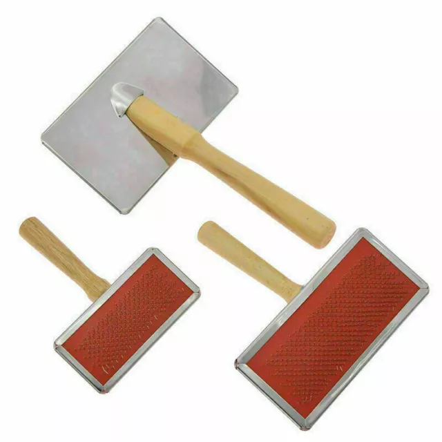 Hand Carders Handle Shedding Wool Carding Combs Felting Preparation Pet Brush