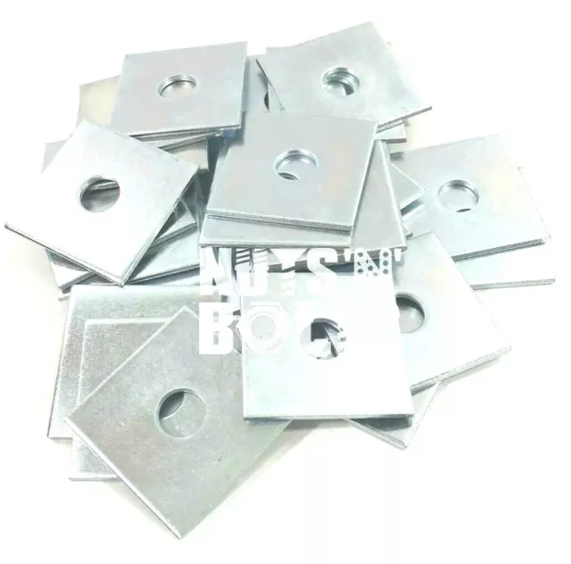 M8, M10, M12 & M16 40mm & 50mm x 3/5mm Thick Square Plate Washers Zinc Plated