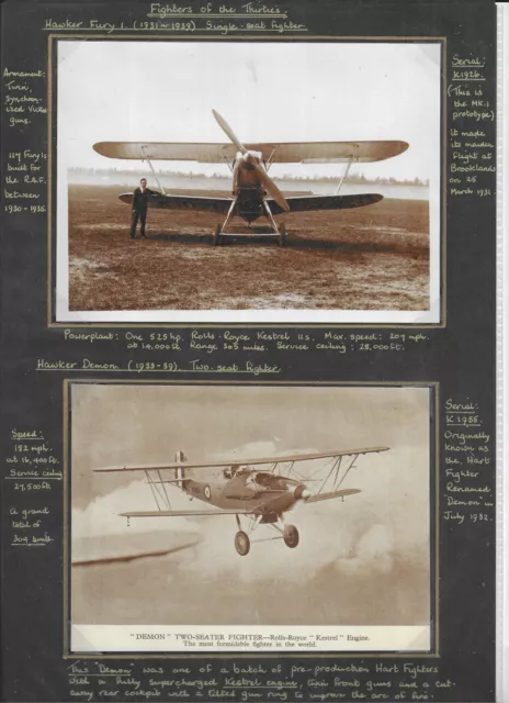 AVIATION HISTORY - Fighters of the Thirties - Hawker and Bristol - 3 Images.