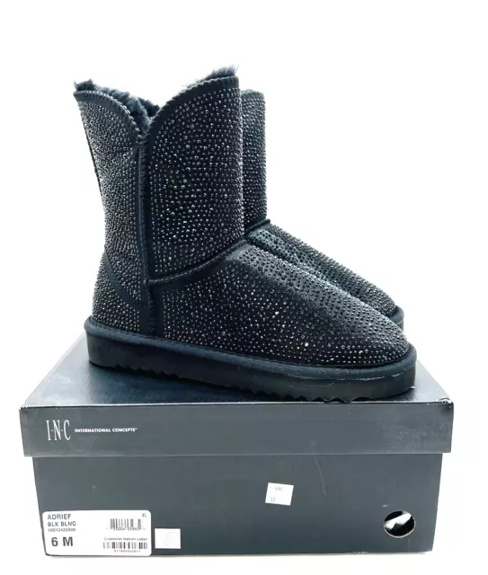INC International Concepts Adrie Bling Booties- Black, US 6M