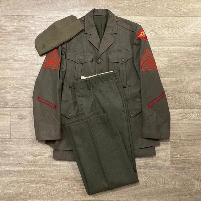 WW2 USMC WOOL Dress Uniform Jacket Pants Hat 1942 Vintage World War Two ...