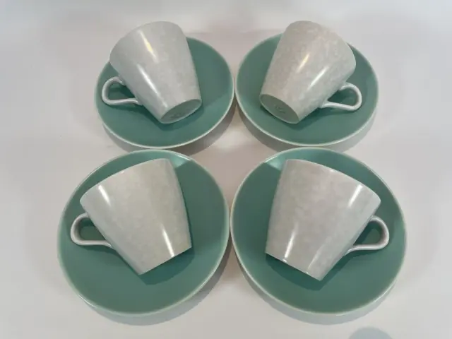 Poole Pottery Twintone Ice Green Seagull Cups and Saucers Vintage 50's