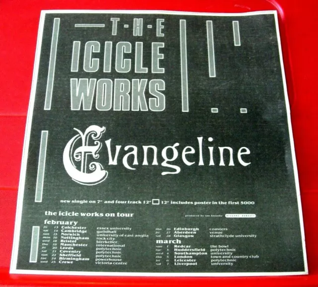 The Icicle Works Evangeline/Tour Vintage ORIG 1987 Press/Magazine ADVERT 12"x 9"