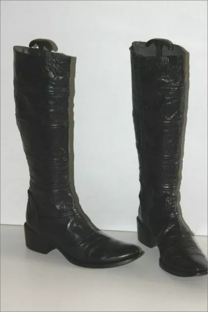 SPIRAL Bottes Cuir Fripé Noir Doublées Cuir Talons Larges T 39 TBE 3