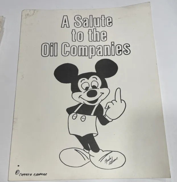 Vintage Mickey Mouse Salute To The Oil Companies 8” X 11” Paper Printout