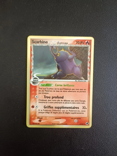 Carte Pokemon SCARHINO 3/101 Holo Bloc EX Ile des Dragons FR Exc