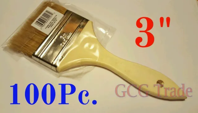 100 of 3 Inch Chip Brush Disposable for Adhesives Paint Touchups Glue 3"