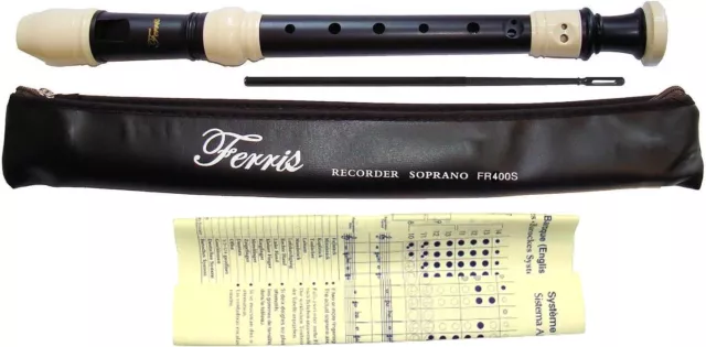 Ferris FR400S Descant/Soprano Recorder,Black