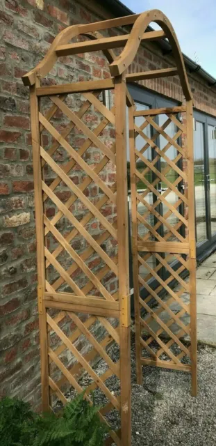 WOODEN ARCH GARDEN Wood Archway Support Timber Entrance Tan Arbour £38. ...