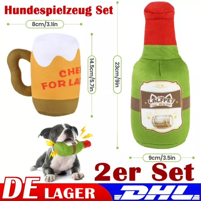 2 Stück Quietschendes Hundekauspielzeug Set Hunde Puppe Spielzeug Kuscheltier DE