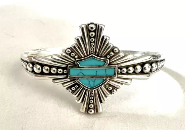 VTG GENUINE HARLEY Davidson Sterling Silver 925 MOD HD Turquoise
