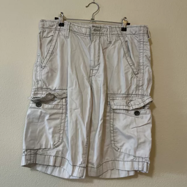 True Religion Cargo Pockets Drawstring Utility Baggy Thick Stitch Shorts SZ 32