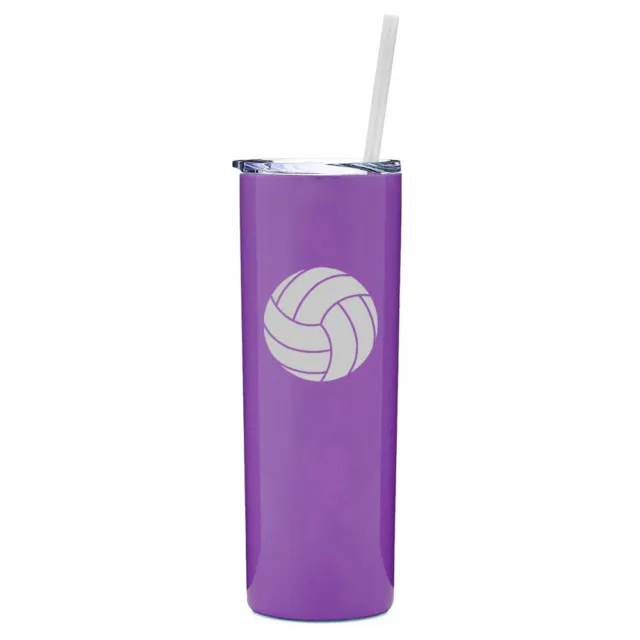 20 oz Skinny Tumbler Stainless Steel Insulated Travel Mug w Straw Volleyball