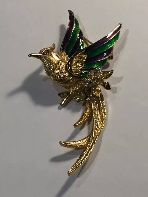 Bijoux Très belle broche Oiseau ailes émaillées bon état (94-39)