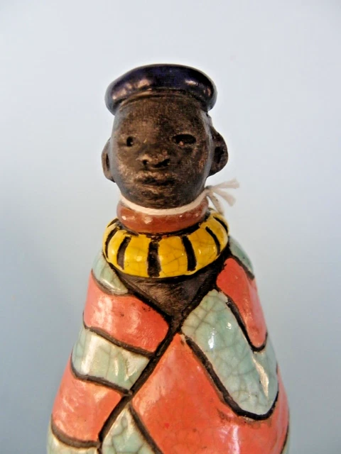 Raku Crazy Clay Studio handgefertigte Figur So. Africa Gerhard de Beer 9" Neu 2