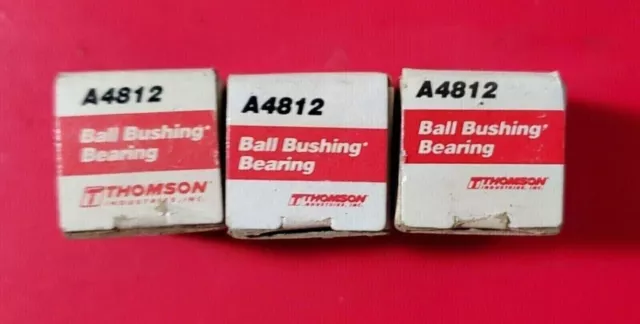 3x Thompson A4812 Precision Ball Bearing Fixed Diameter 0.25" Bore - Lot of 3