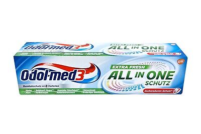 3 x 75 ml Odol-med 3 todo en uno pasta de dientes fresca extra  3 tubos de Alemania
