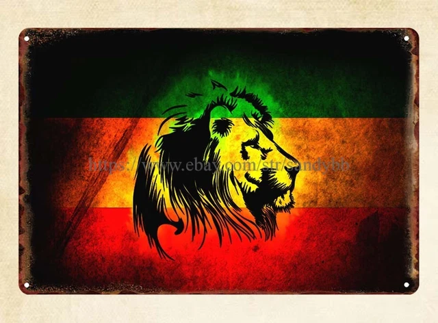 men cave wall art wall art lion of judah rasta nation flag animals tin sign
