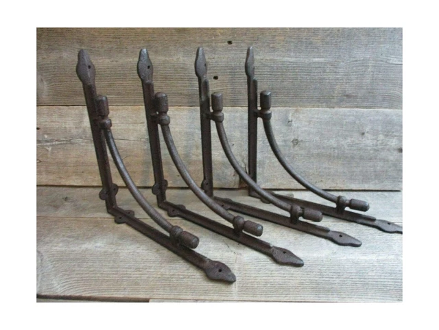 4 Large Cast Iron Shelf Brackets Corbels 9 1/2" X 9 1/2"