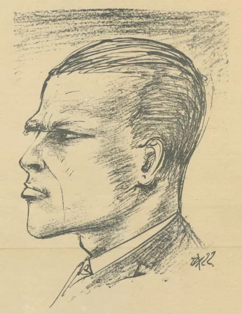 Otto Dix - Selbstbildnis im Profil - Lithographie 1922