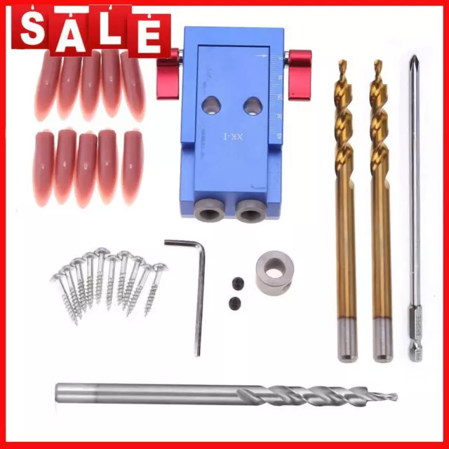Woodworking Oblique Hole Jig Kit Wood Drill Guide Joinery Step Drill Bits