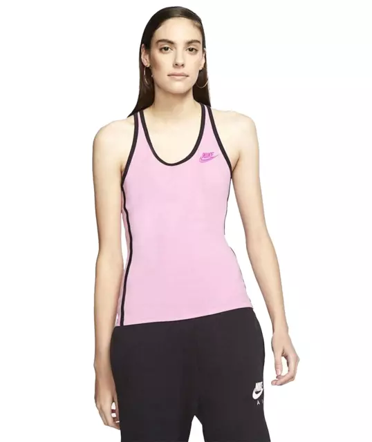 Nike Womens Sportswear Racerback Heritage Tank in Pink/Black, Different Sizes