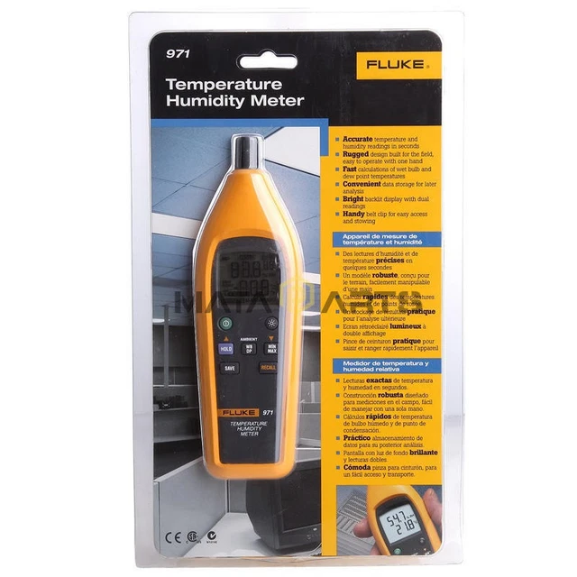 ONE Fluke 971 Temperature Humidity Meter Tester Psychrometer 99 Record Capacity