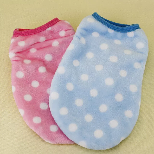 Warm Fleece Small Polka Dots Clothes Pet Puppy Cute Vest Dog Cat Winter Apparel