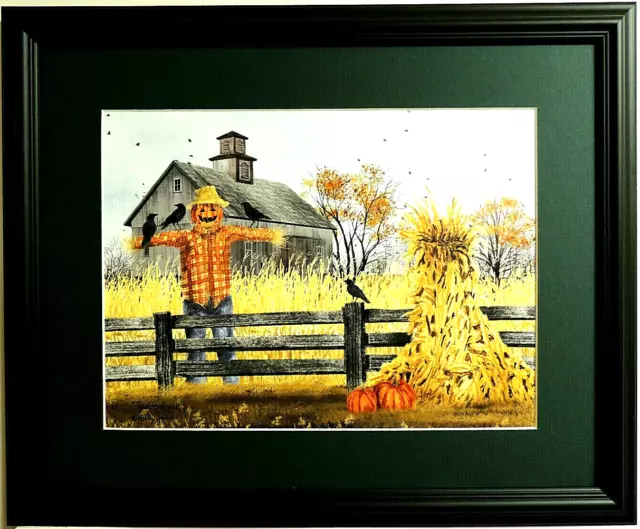 Barn Scarecrow Picture Pumpkin "Scatterbrains" Billy Jacobs Matted Framed 16X20