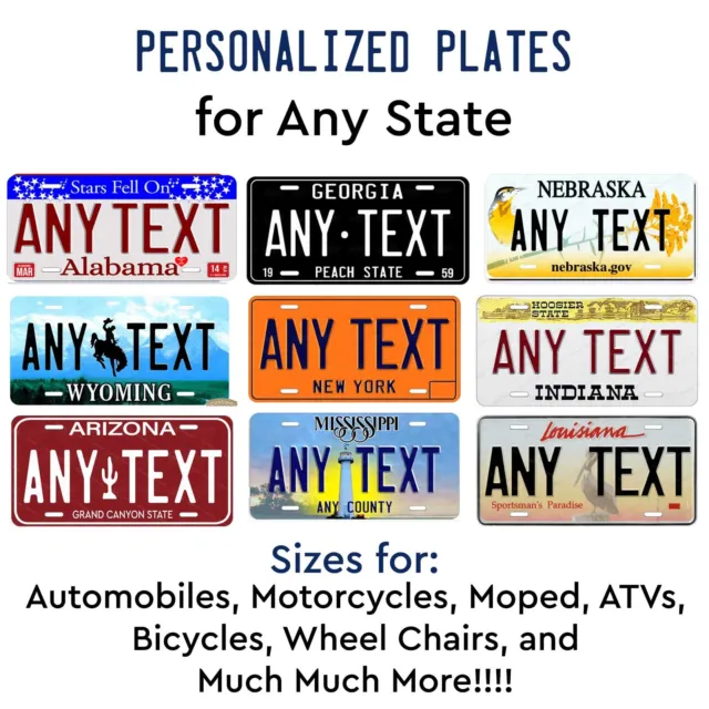 Any State Any Text Vintage License Plate Tag Personalized Auto Car Bike Bicycle