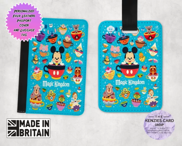 Personalised Disney Passport Cover & Luggage Tag Disney Mickey Magic Kingdom V1