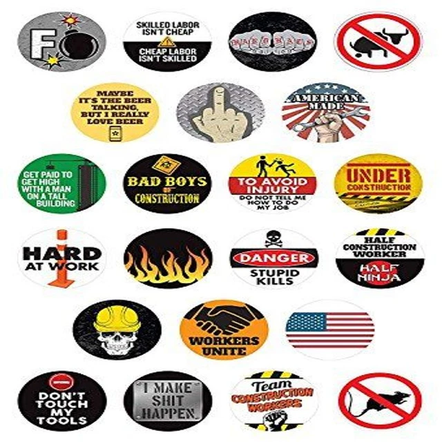 1 Set XL (22pcs) Hard Hat, Tool Box Stickers Funny | 100% PVC ! Decals...