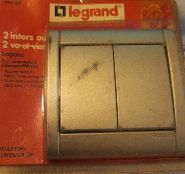 Interrupteur Double Va-et-vient Legrand Sagane 1 - Couleur Bleu Nuit D'encre - Neuf, Ampérage 10A, Pour Installation électrique